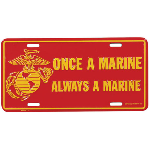 License Plate-Once A Marine W/ Yellow